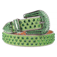 Green Strap With Green Embellished Rhinestone Belt