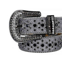 Shimmer Grey Strap With Black Adorned Rhinestone Belt