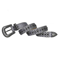 Shimmer Grey Strap With Black Adorned Rhinestone Belt