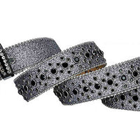 Shimmer Grey Strap With Black Adorned Rhinestone Belt