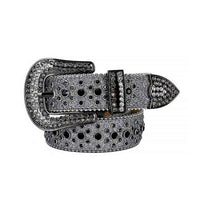 Shimmer Grey Strap With Black Adorned Rhinestone Belt