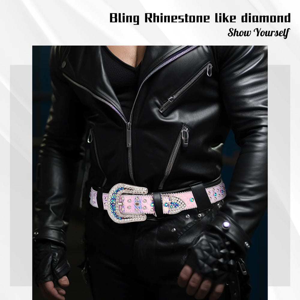 Rhinestone Belts USA Removable Buckle Bling Crystal Belt Western Stud Screw rainbow Rhinestone Belts