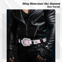 Rhinestone Belts USA Removable Buckle Bling Crystal Belt Western Stud Screw rainbow Rhinestone Belts