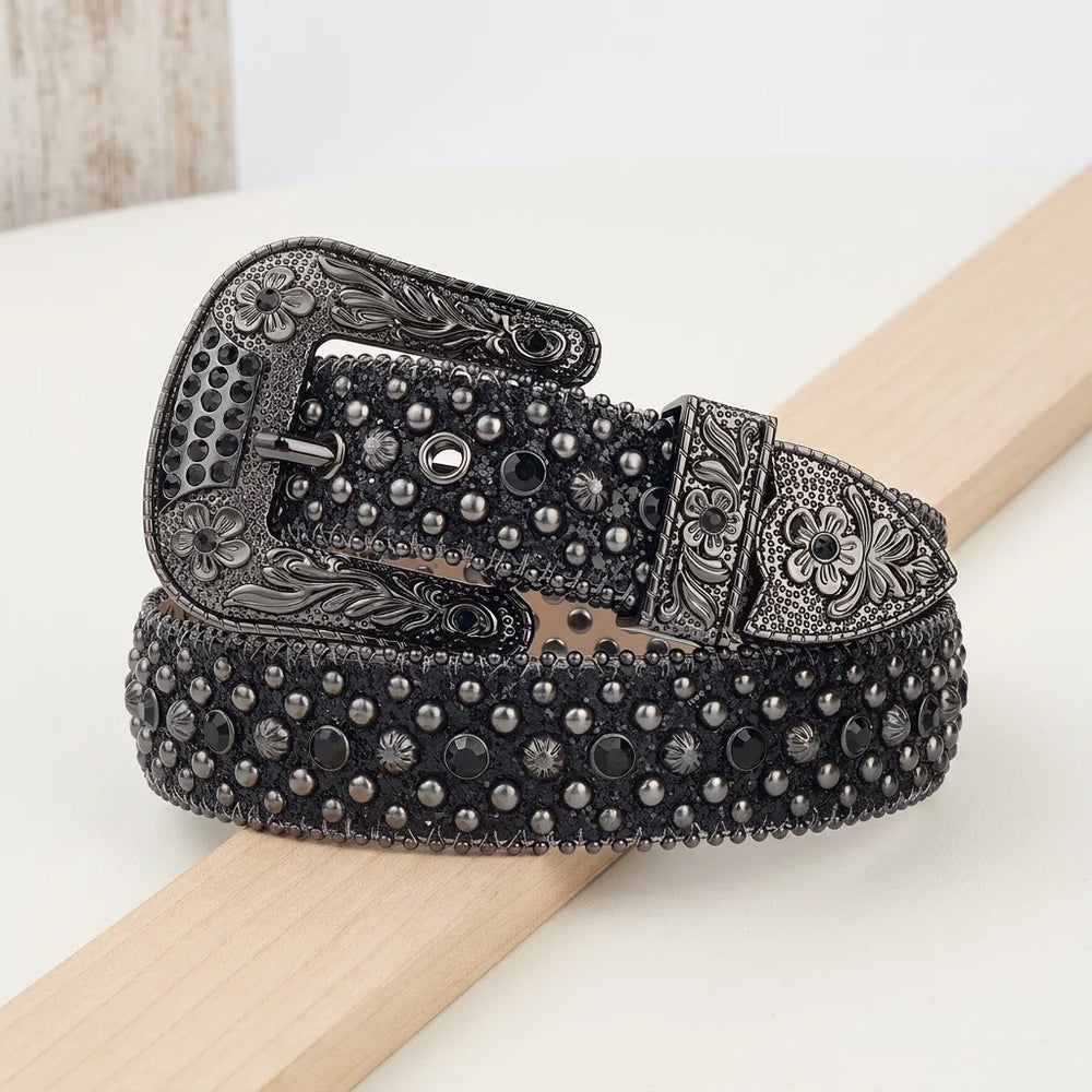 Rhinestone Belts USA Western Design Leather Belt Ladies Leather Custom Rhinestone Studded Waist Belt Crystal Rhinestone Belt Men
