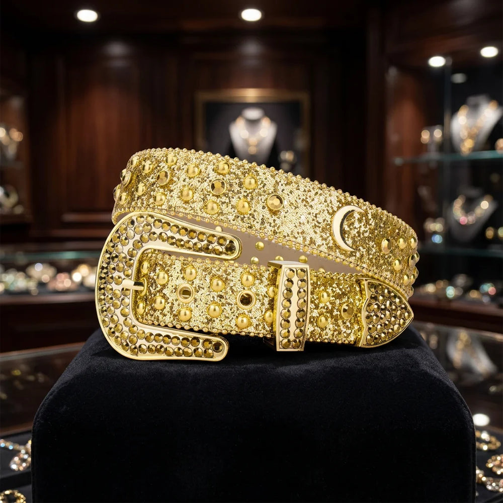 Rhinestone Belts USA Simon Belts Luxury Designer Diamond Crystal Leather Studded Rhinestone Alloy for Men Women Western Style