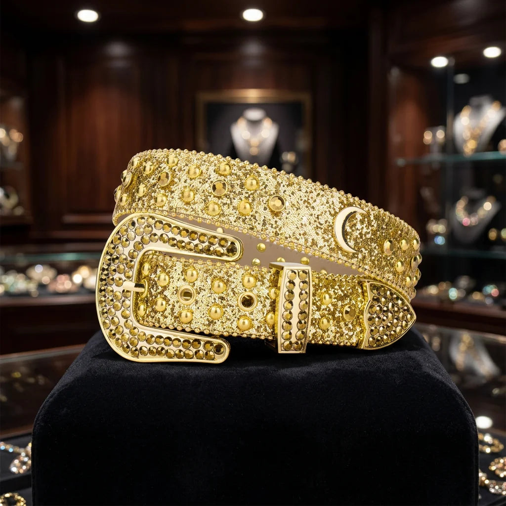 Gold Bling Crystal Rhinestone Western Belt