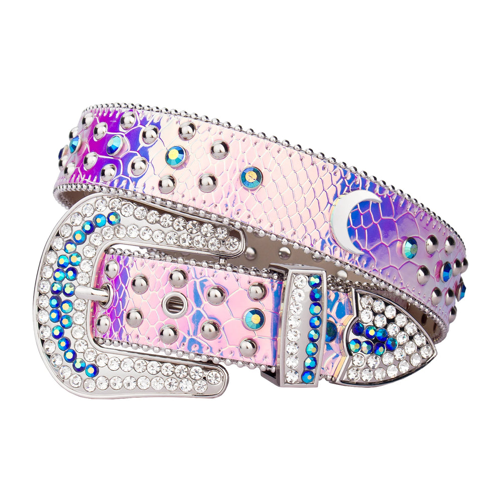 Rhinestone Belts USA Removable Buckle Bling Crystal Belt Western Stud Screw rainbow Rhinestone Belts