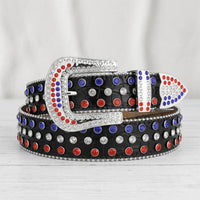 Rhinestone Belts USA High Quality Pu Leather Belts Rhinestone Men Crystal Belt Color Mixed
