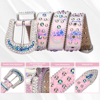 Rhinestone Belts USA Removable Buckle Bling Crystal Belt Western Stud Screw rainbow Rhinestone Belts