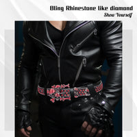 New Shining Rhinestone Studded Waist Belt Punk Hippie Style Bling Belt