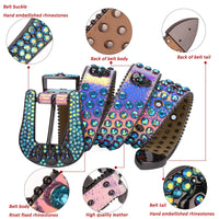 Rhinestone Belts USA Fashion Skull Crystal Western Buckle Men Women PU Leather Rhinestone Studded Belts
