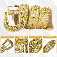Rhinestone Belts USA Simon Belts Luxury Designer Diamond Crystal Leather Studded Rhinestone Alloy for Men Women Western Style