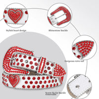 Rhinestone Belts USA Factory Luxury Design BB Alloy Buckle Red Rhinestone Hip Hop Fashion Belt for Men Women