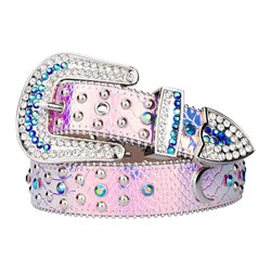 Rhinestone Belts USA Removable Buckle Bling Crystal Belt Western Stud Screw rainbow Rhinestone Belts