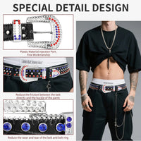 Rhinestone Belts USA High Quality Pu Leather Belts Rhinestone Men Crystal Belt Color Mixed