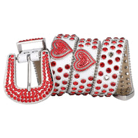 Rhinestone Belts USA Factory Luxury Design BB Alloy Buckle Red Rhinestone Hip Hop Fashion Belt for Men Women