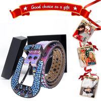 Rhinestone Belts USA Fashion Skull Crystal Western Buckle Men Women PU Leather Rhinestone Studded Belts