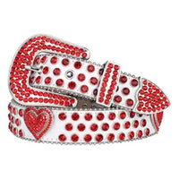 Rhinestone Belts USA Factory Luxury Design BB Alloy Buckle Red Rhinestone Hip Hop Fashion Belt for Men Women