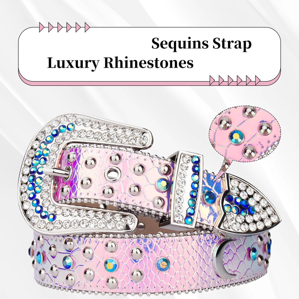 Rhinestone Belts USA Removable Buckle Bling Crystal Belt Western Stud Screw rainbow Rhinestone Belts