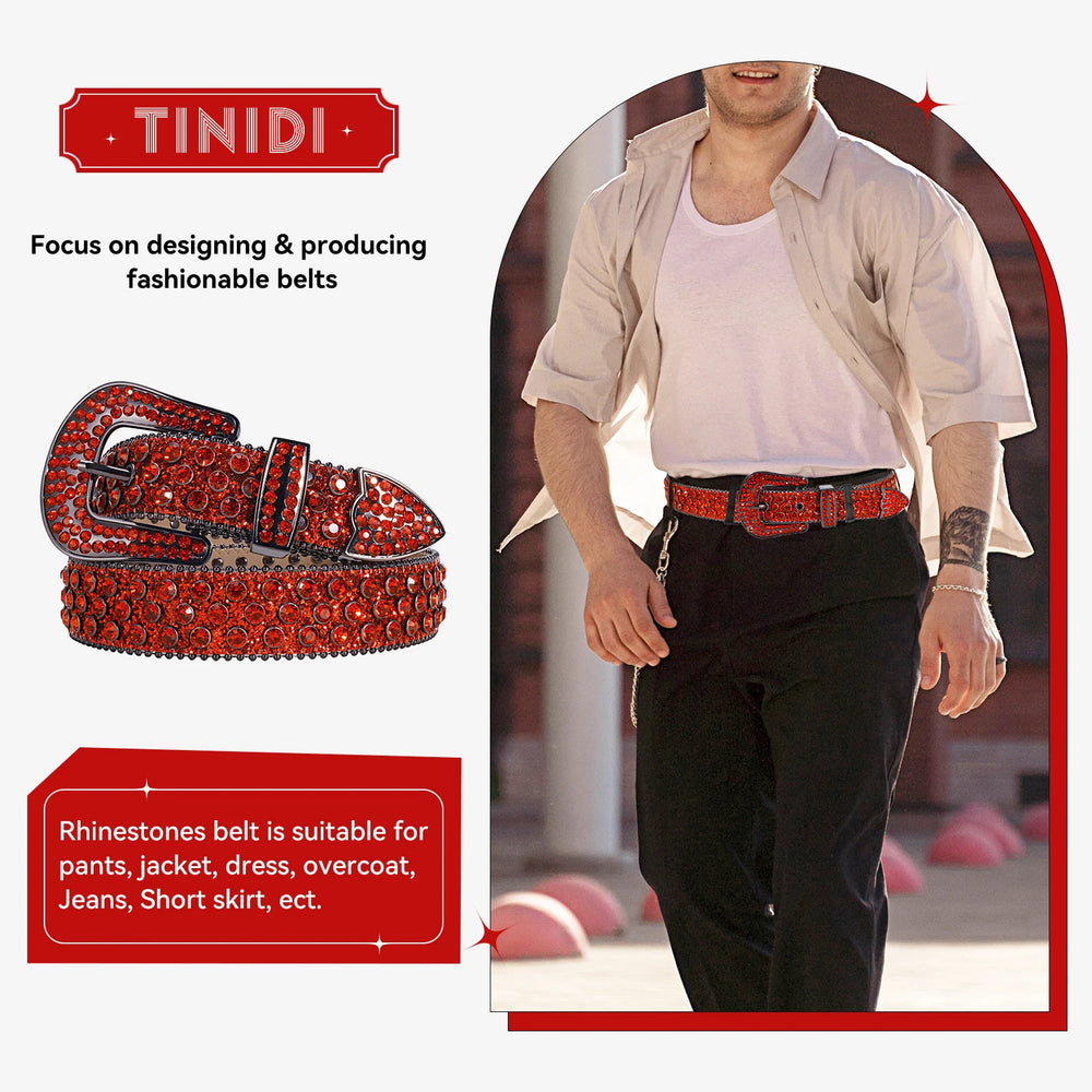 Rhinestone Belts USA Factory Wholesale Hip Hop Punk Style Alloy Buckle Customizable Belt Studded Western Belt for Party