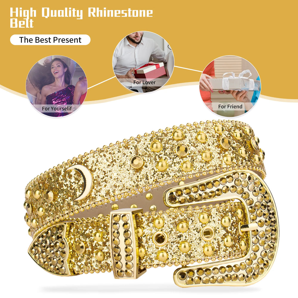 Rhinestone Belts USA Simon Belts Luxury Designer Diamond Crystal Leather Studded Rhinestone Alloy for Men Women Western Style