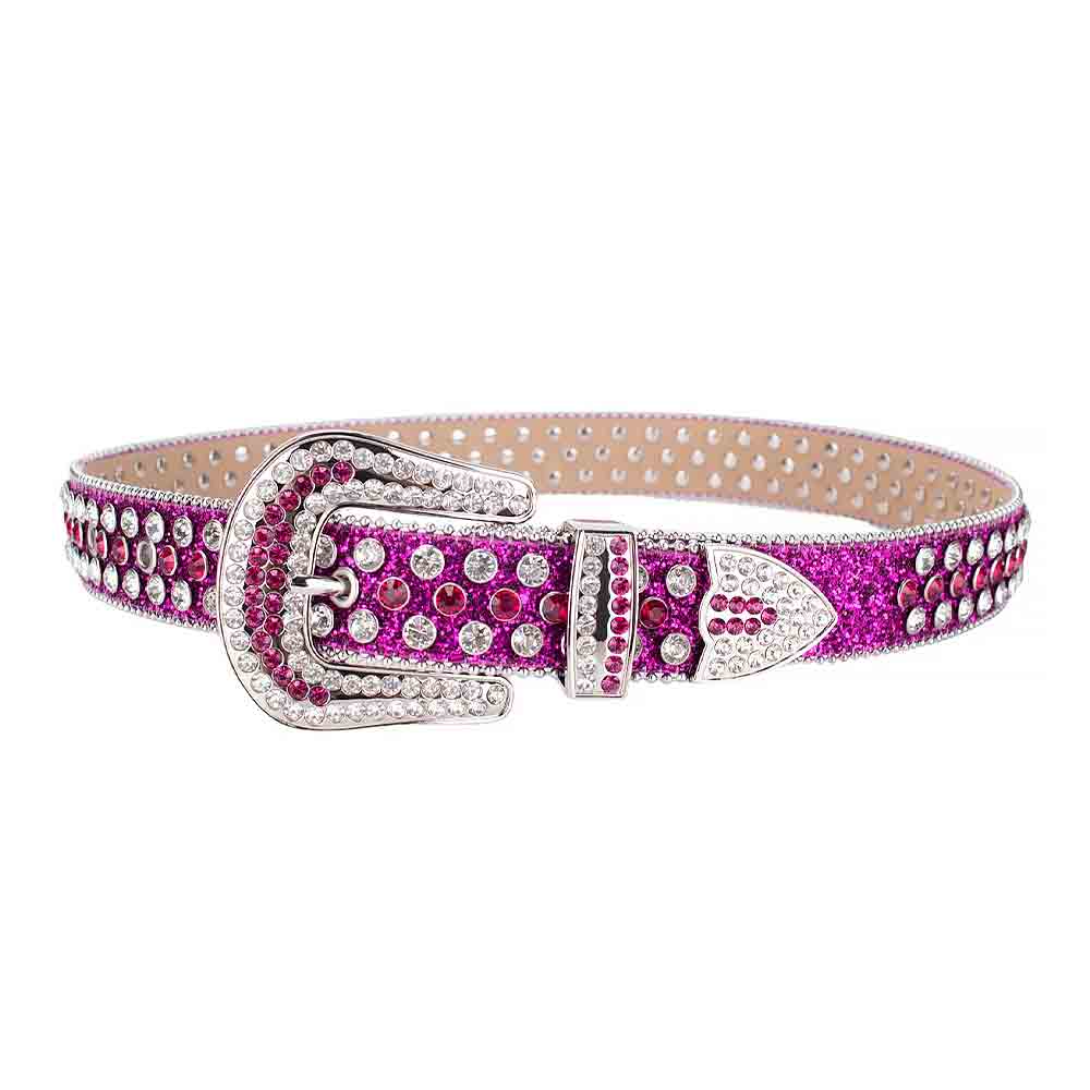 Hot Pink Strap With Pink & Diamond White Encrusted Rhinestone Belt