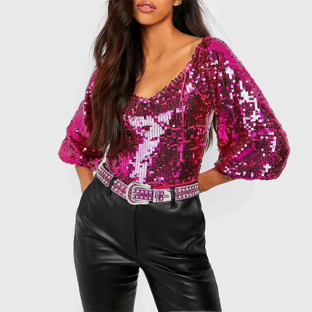 Hot Pink Strap With Pink & Diamond White Encrusted Rhinestone Belt