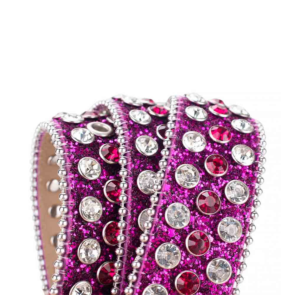 Hot Pink Strap With Pink & Diamond White Encrusted Rhinestone Belt