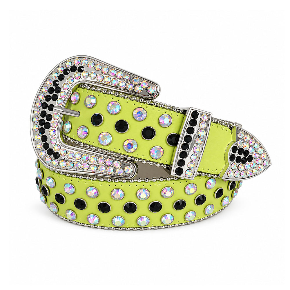 Lime Green & Black Crystal Rhinestone Western Belt