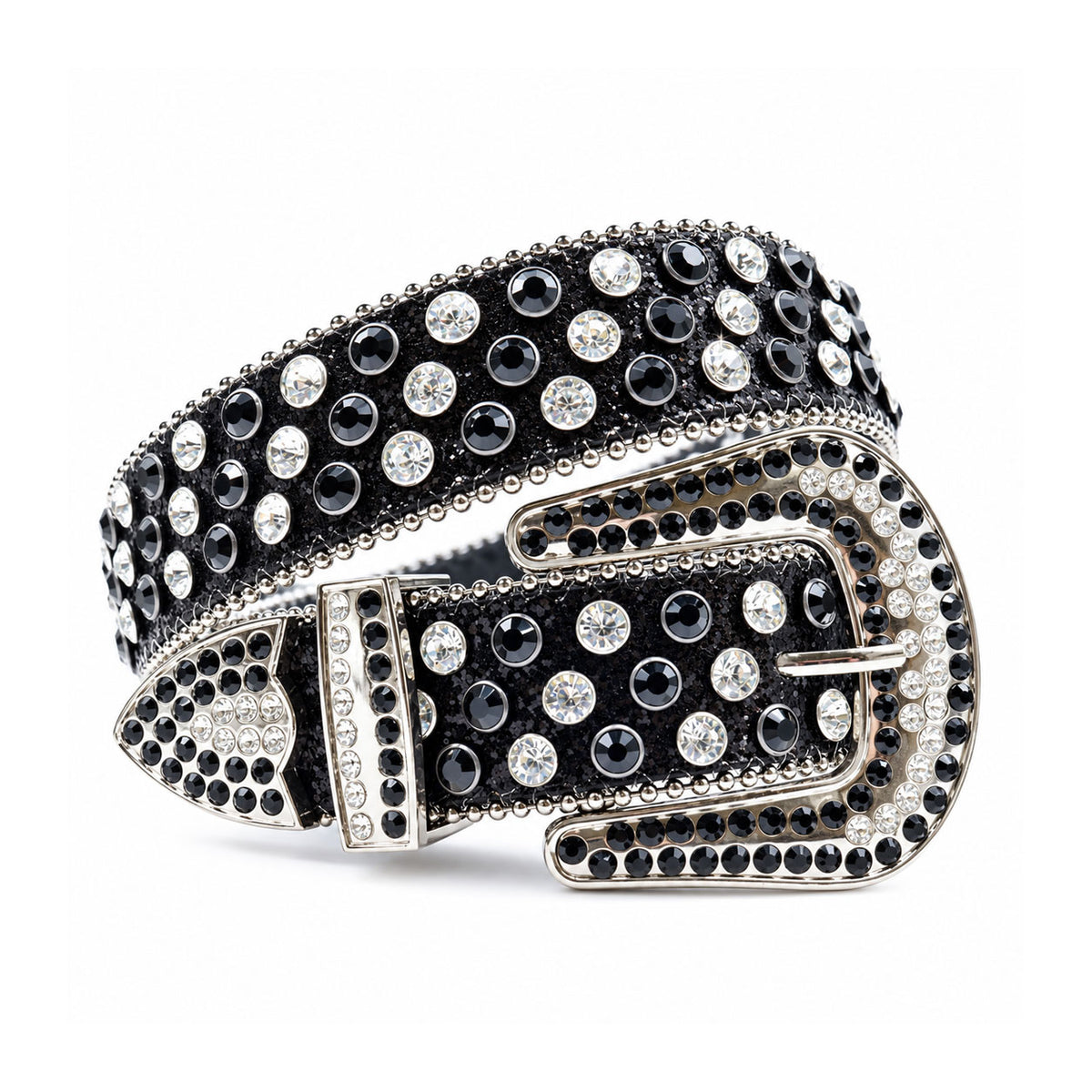 Black & Silver Crystal Rhinestone Western Belt