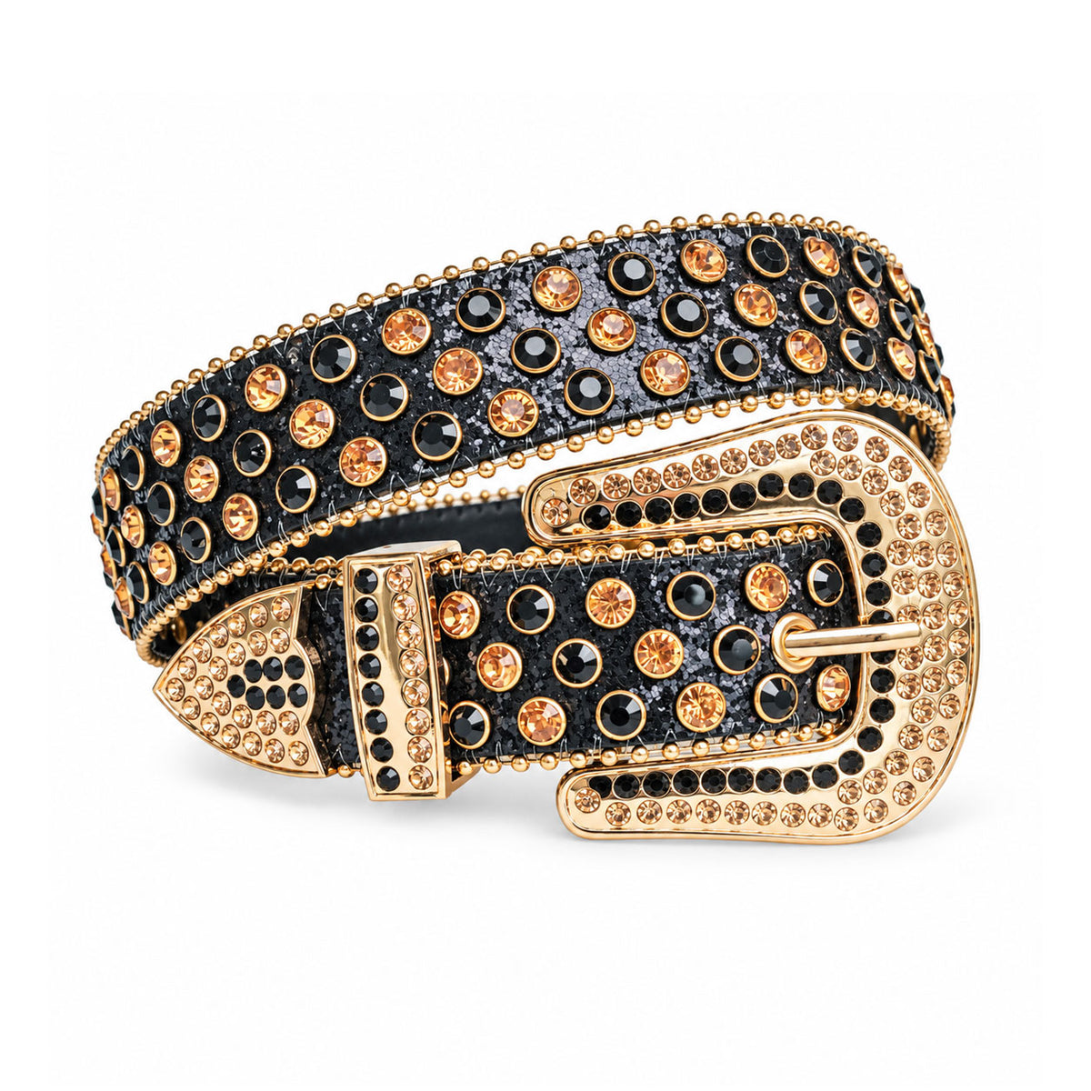 Gold & Black Crystal Rhinestone Western Belt