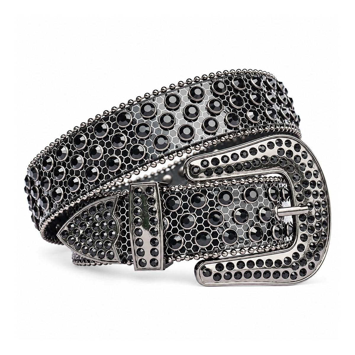 Black Mesh Crystal Rhinestone Western Belt