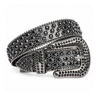 Black Mesh Crystal Rhinestone Western Belt