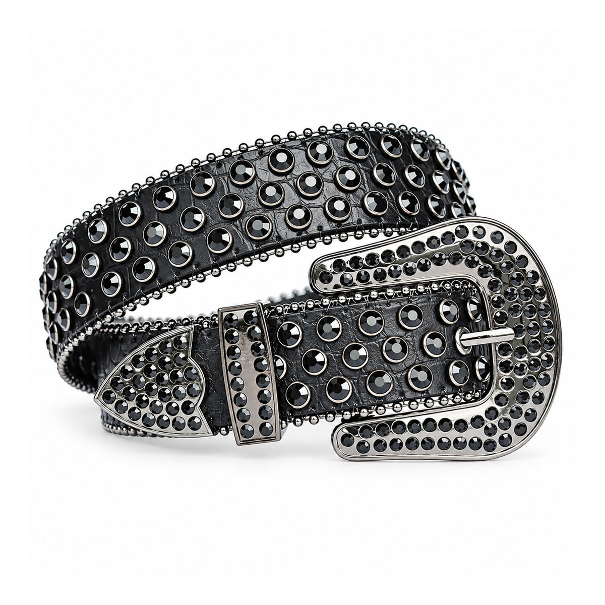 Jet Black Crystal Rhinestone Western Belt