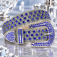 Sapphire Blue Crystal Rhinestone Western Belt - front view