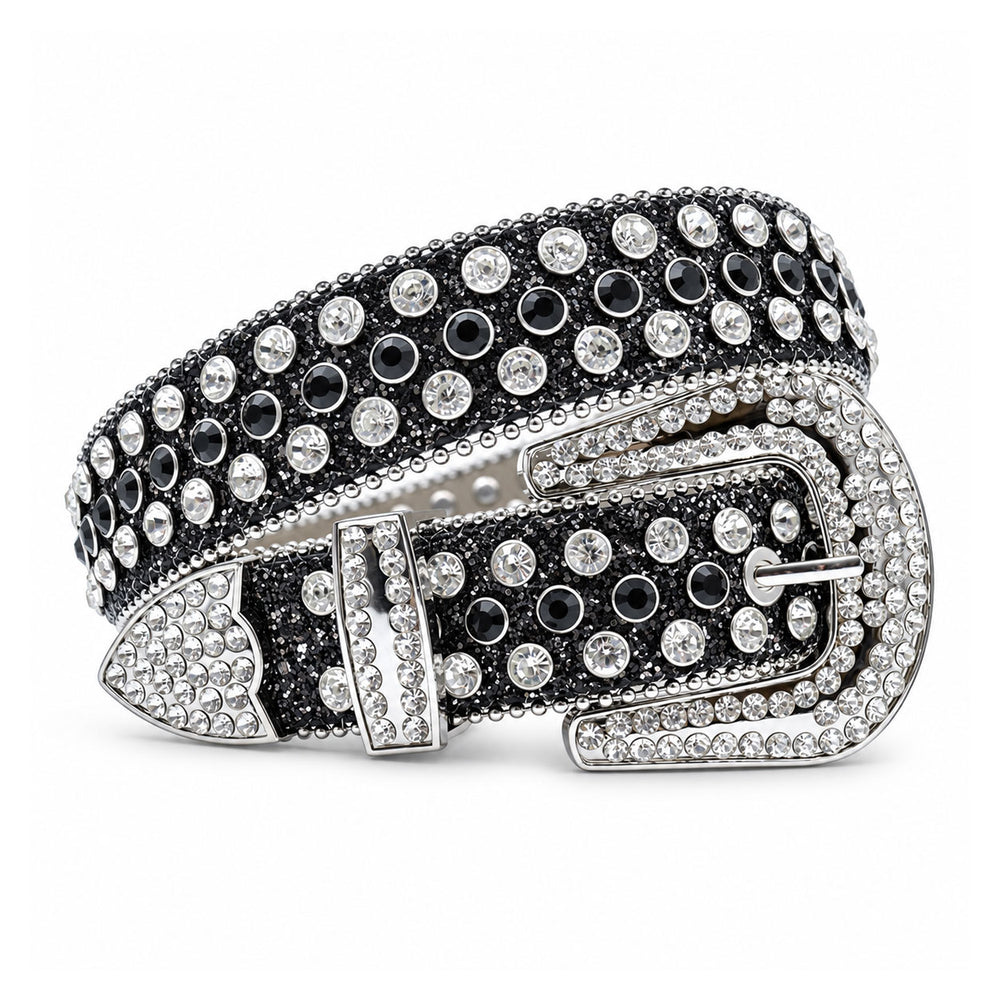 Black & Clear Crystal Rhinestone Western Belt