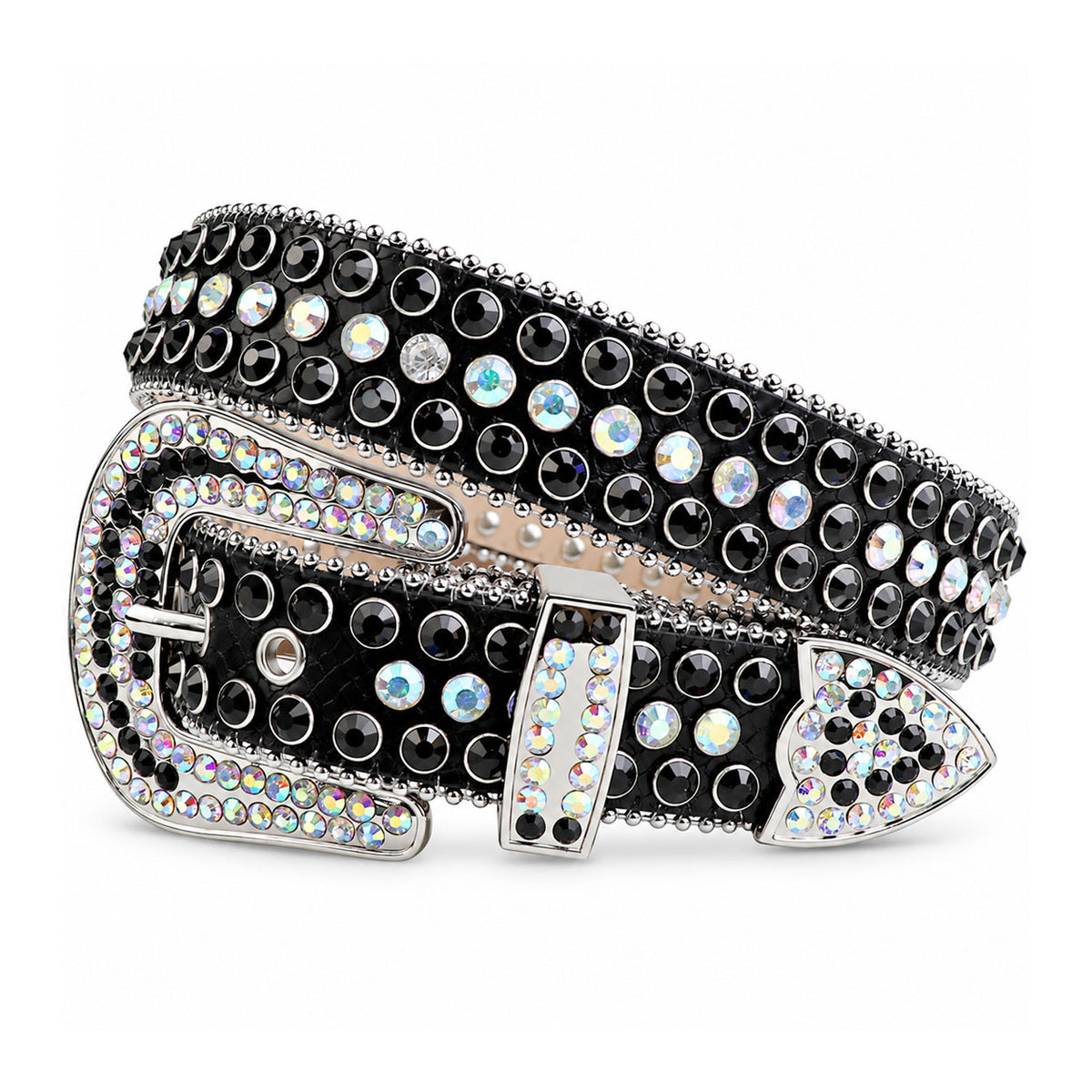 Black & Iridescent Crystal Rhinestone Western Belt
