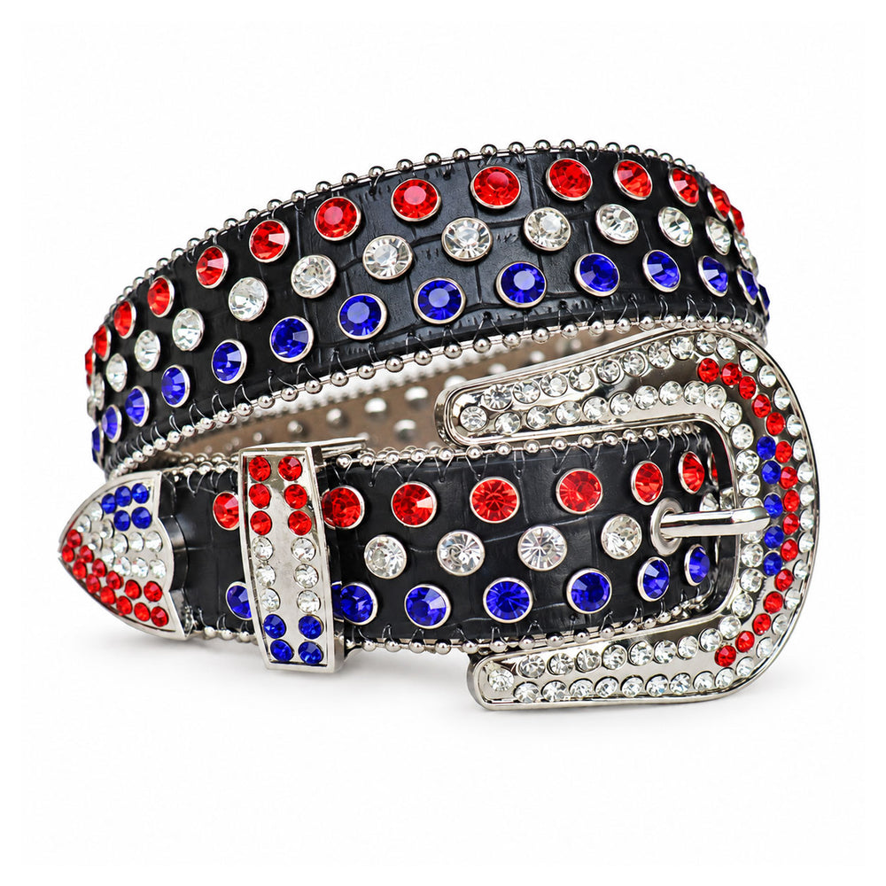 Red White & Blue Crystal Rhinestone Western Belt