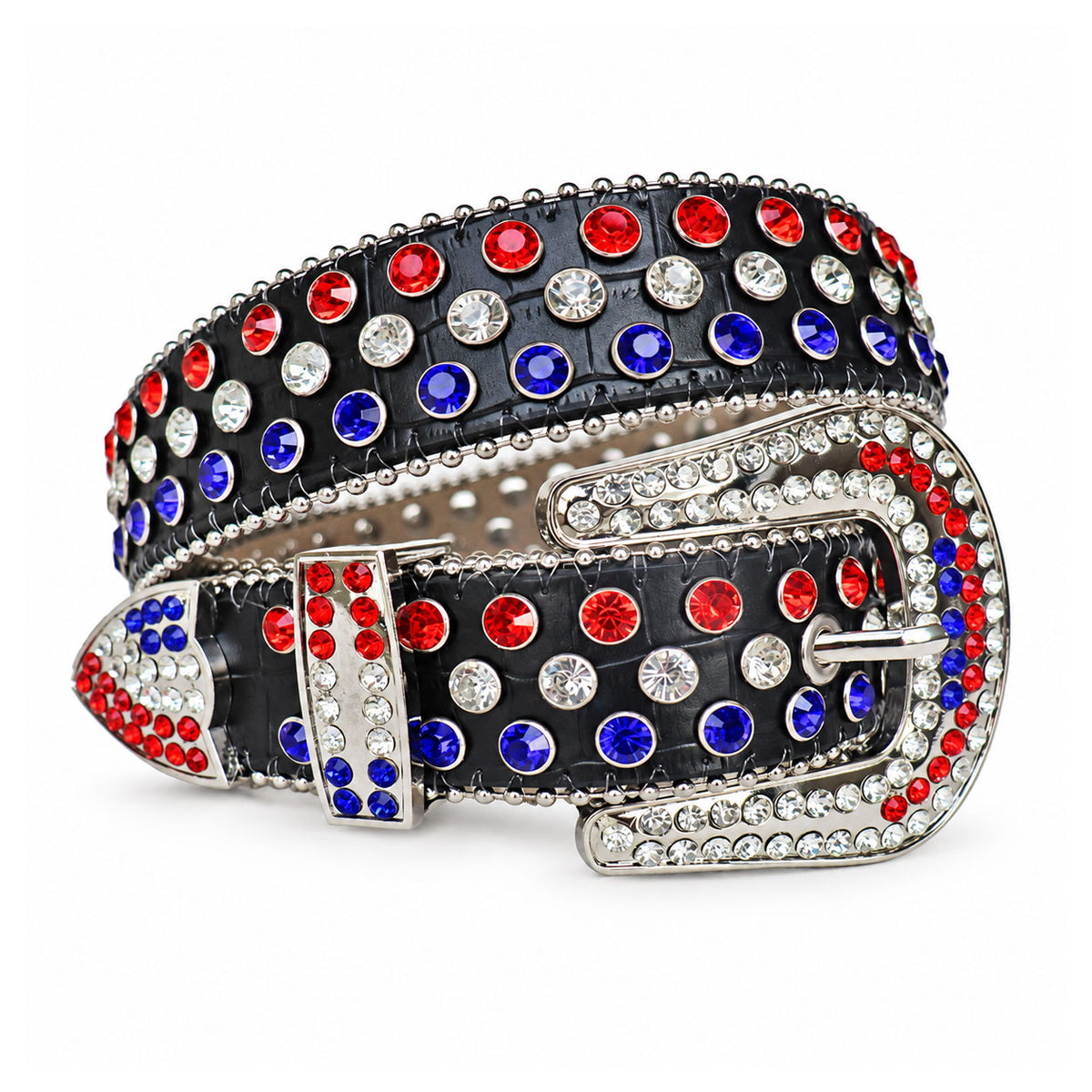 Red White & Blue Crystal Rhinestone Western Belt