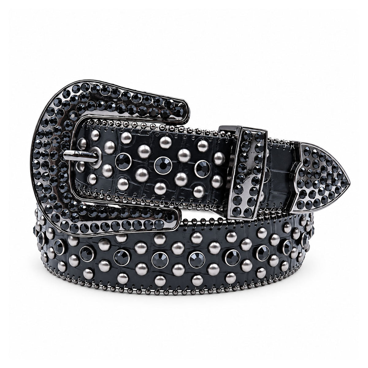 Black Stud & Crystal Rhinestone Western Belt