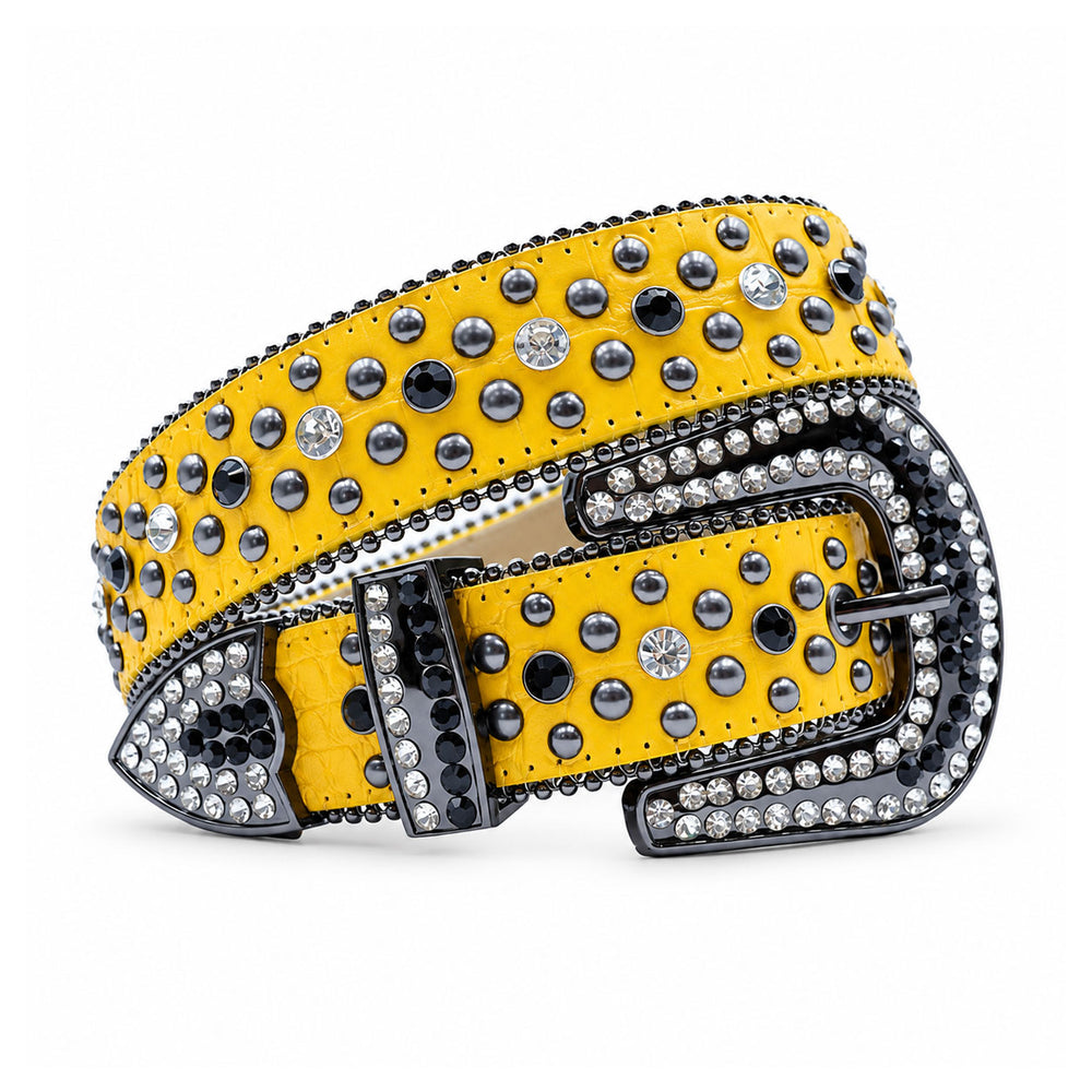 Yellow Stud Crystal Rhinestone Western Belt