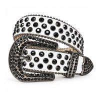 White & Black Crystal Rhinestone Western Belt