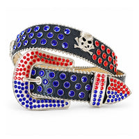 Patriotic Skull Crystal Rhinestone Western Belt