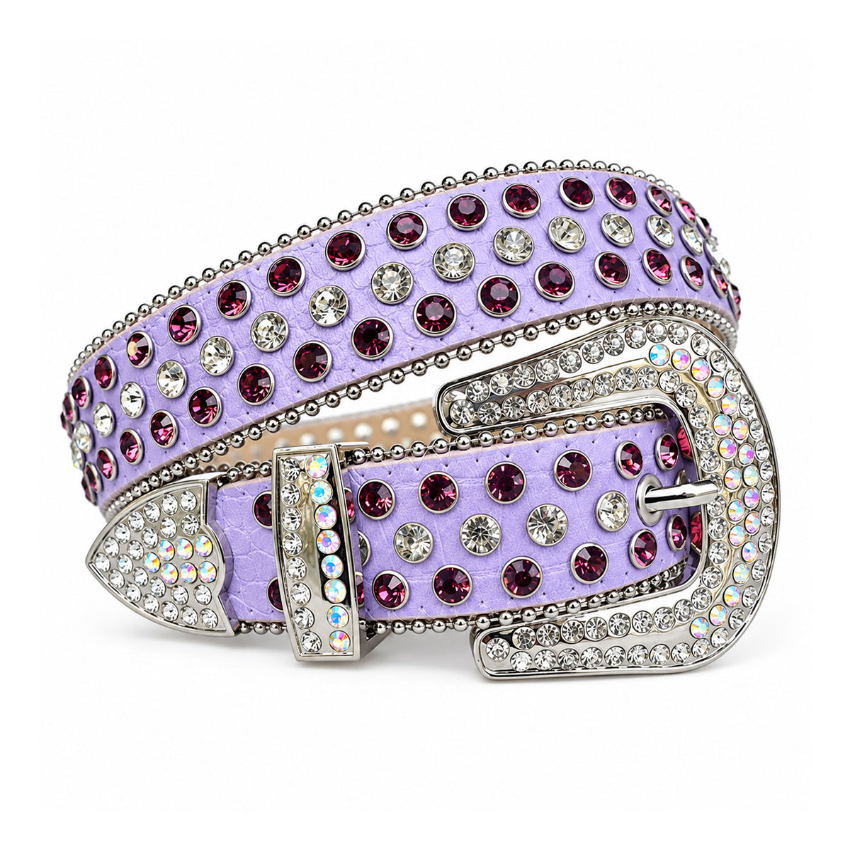 Lavender Crystal Rhinestone Western Belt with Plum Crystals