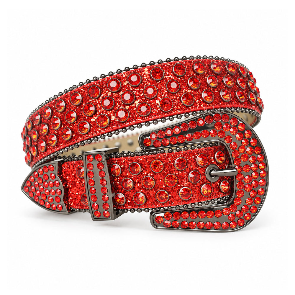 Ruby Red Crystal Rhinestone Western Belt