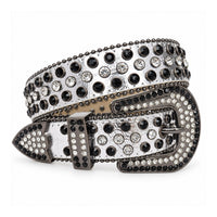 Silver & Black Crystal Rhinestone Western Belt
