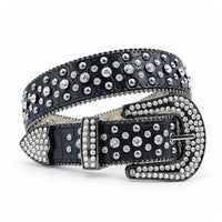 Black Stud & Clear Crystal Rhinestone Western Belt