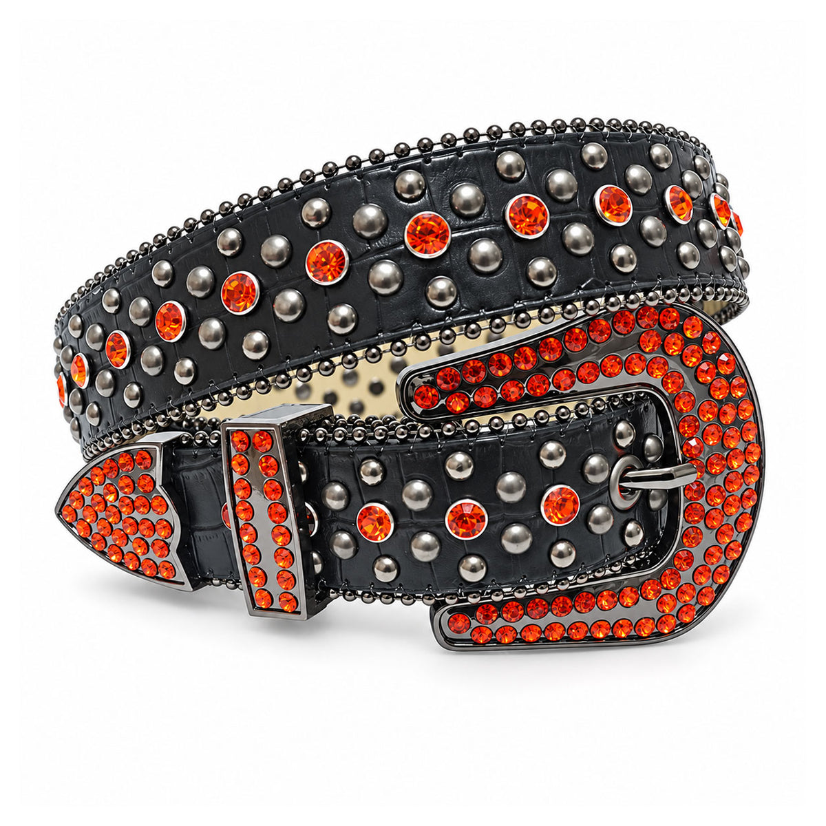Orange & Black Crystal Rhinestone Western Belt