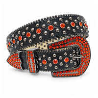 Orange & Black Crystal Rhinestone Western Belt