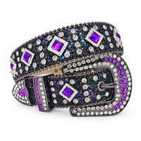 Purple Square Gem Crystal Rhinestone Western Belt